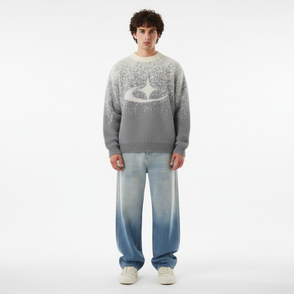 Stellar Splash Knitted Sweater - Gray